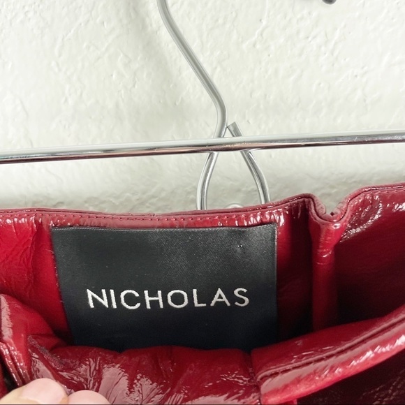 Nicholas Synthetic Crinkle Belted Cropped PVC Trouser Pants in Burgundy Red - Picture 4 of 7